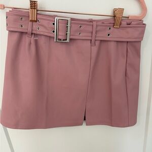 Love Tree Rose Pink Belted Mini Skirt
